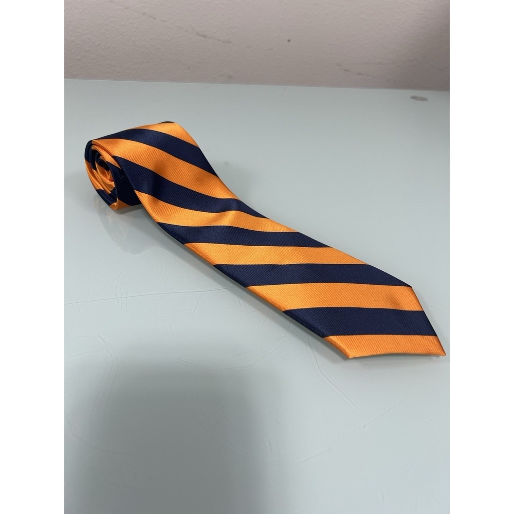 Romario Manzini Orange Navy Stripe Tie Game Day Auburn Colors Style Not Licensed